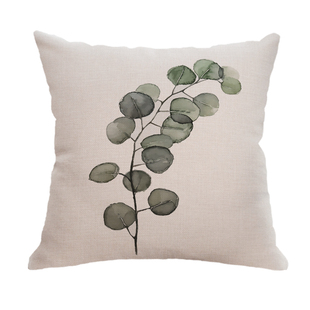 北欧热带雨林绿色植物水彩叶子棉麻靠垫亚麻沙发抱枕汽车腰垫枕套