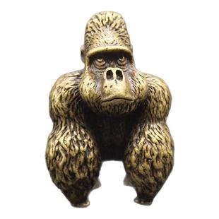 精工实心铜大猩猩小摆件铜艺铜宠猴子铜手把件仿古微雕古玩老铜器
