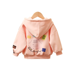 女童外套春装儿童开衫连帽卫衣2026新款宝宝初春运动休闲加厚上衣