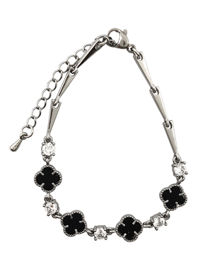 黑色四叶草轻奢小众百搭闺蜜手饰