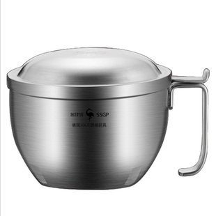 德国 304不锈钢泡面碗学生宿舍用饭盒便当食堂快餐打饭带盖碗保温