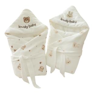 包被婴儿初生纯棉秋冬厚款宝宝抱被新生儿防惊吓包单襁褓四季通用