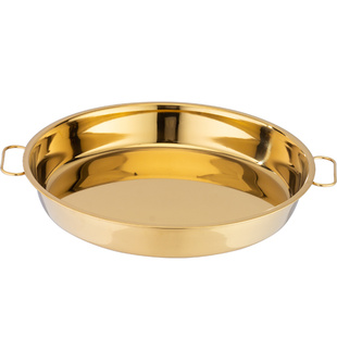 金色不锈钢圆盘凉皮锣锣糕盘肠粉蒸盘子平底家用面皮罗罗制作工具