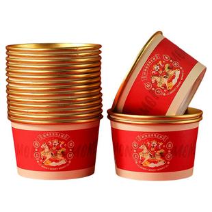 2026马年金箔纸碗家用加厚一次性餐盒打包饭碗过新年红色碗筷套装