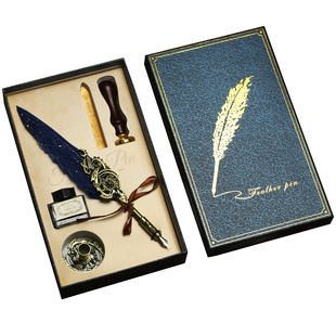 艾黎火漆印章羽毛笔男生女生送礼生日礼物高级小众文具欧式复古创意高档礼盒钢笔儿童男孩送老师蘸水