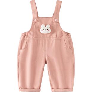 班喜迪女童裤子春秋款2025新款洋气宝宝休闲裤秋装儿童公主背带裤