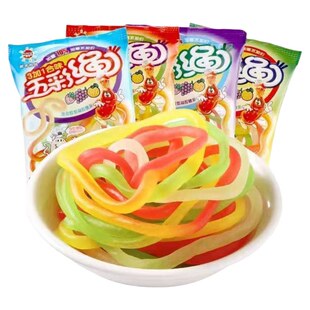优卡五彩绳橡皮糖五彩虹缤纷软糖混合口味儿童零食多彩造型软糖果