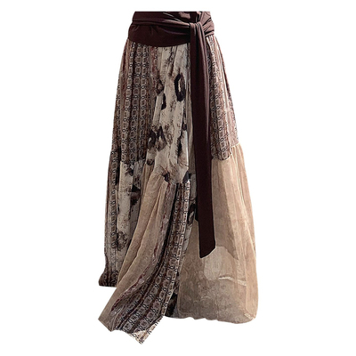 美式复古印花雪纺A字半身裙