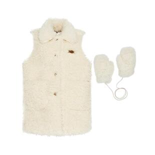 Kroche 宽松休闲马甲背心外穿挂脖毛绒手套两件套