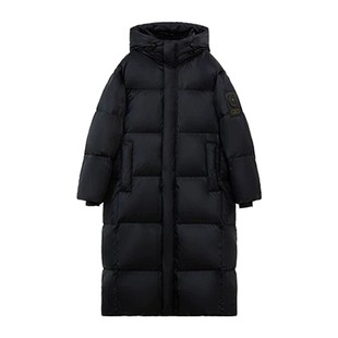 雅鹿黑色白鸭绒长款羽绒服女2025冬季新款流行连帽加厚保暖外套潮
