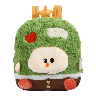 京兔可爱卡通毛绒双肩背包女生苹果包挂萌系书包