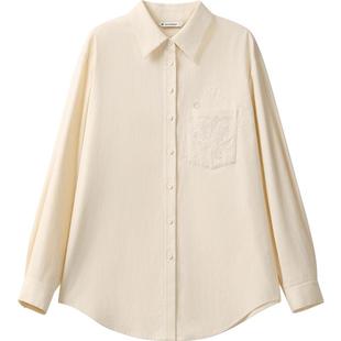 播商场同款简约绣花衬衫女24春秋休闲宽松气质衬衣BDR3CD1713