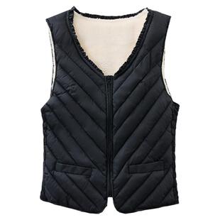 加绒棉马甲女拉链款修身保暖背心加厚贴身内胆女士内穿坎肩秋冬装