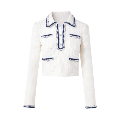 朗姿莱茵福莱尔钻扣针织套装裙