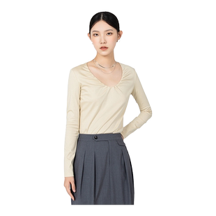 Yifini/易菲时尚休闲针织衫女春秋新款百搭低领长袖套头衫