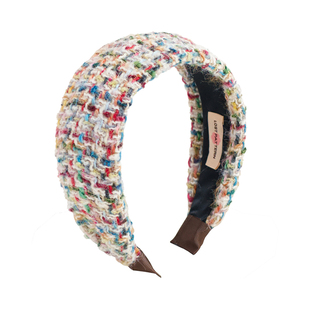 双成记复古粗花呢发箍个性复古宽边头饰高级感韩系发带发饰