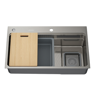 九牧卫浴官方厨卫自营丝雨瀑布水槽纳米米粒压纹抗菌双轨道加厚板