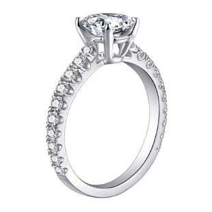 周梵生【培育】人造钻石戒指铂金四爪人工钻戒一1克拉女戒送老婆