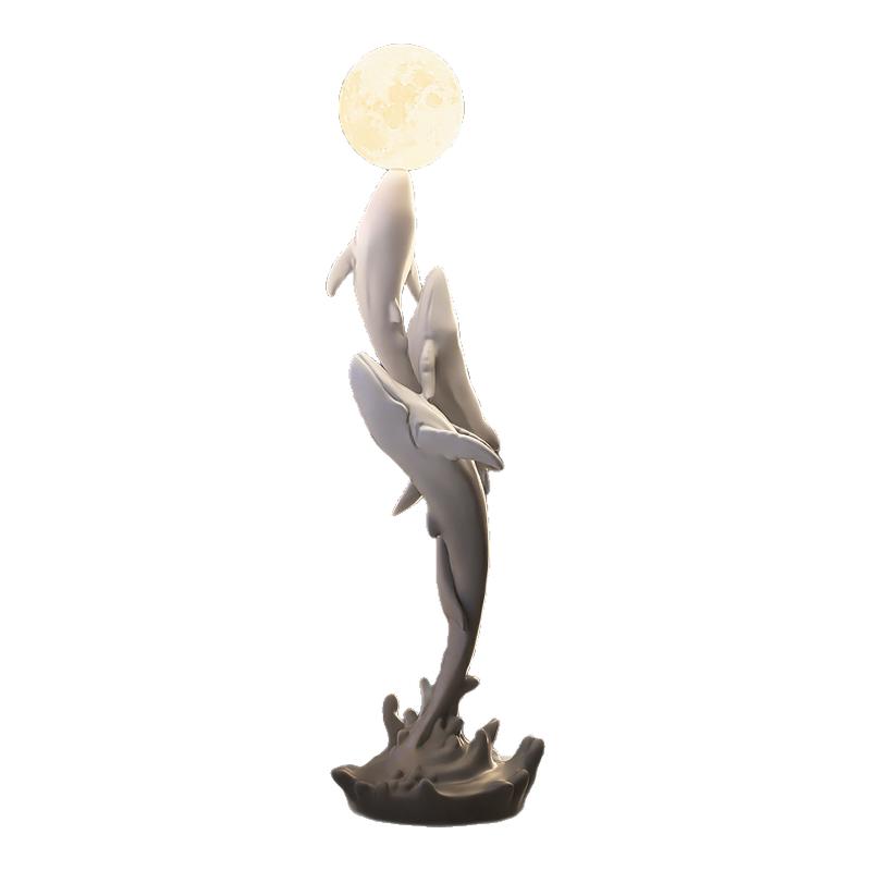 轻奢鲸鱼大型落地灯摆件家居饰品客厅电视柜沙发旁艺术雕塑工艺品