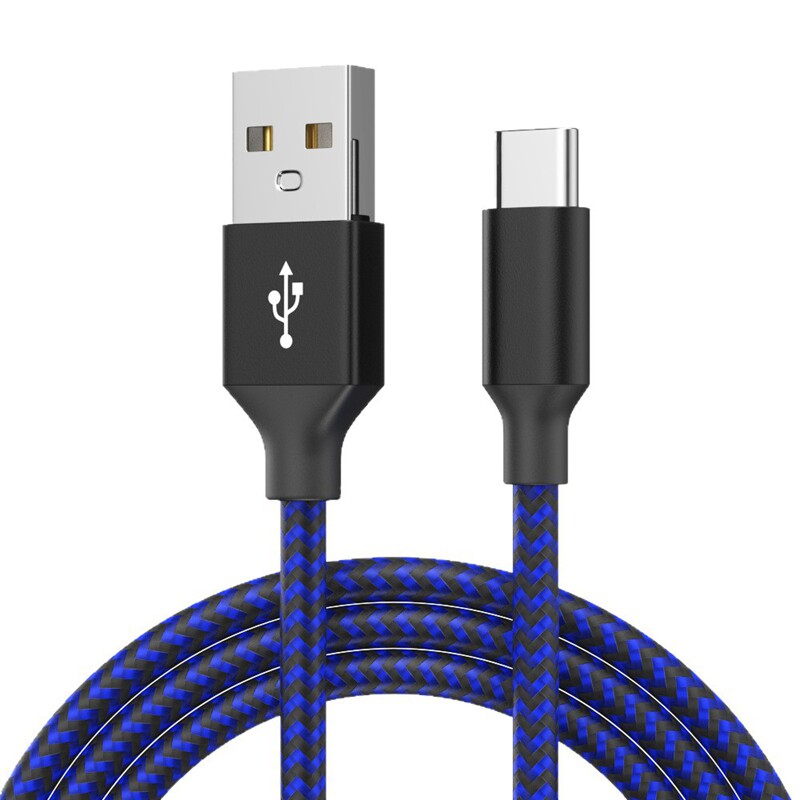 双色尼龙编织USB Type-C快充充电数据线适用华为乐视三星安卓手机平板USB-C快充线加长1米/2米/3米