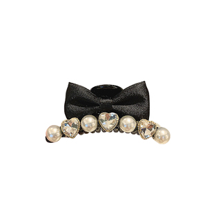 韩版优雅蝴蝶结发夹女侧边刘海夹前额发卡夹子网红珍珠水钻抓夹