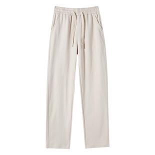 杏色运动裤夏季薄款女高端休闲卫裤高腰女士长裤宽松垂感直筒裤子