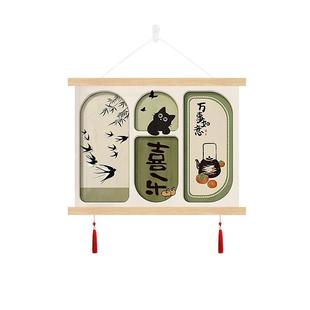 新中式配电表箱盒遮挡装饰画挂画客厅餐厅电闸盒弱电箱2024新款