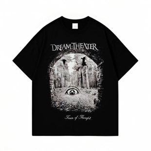 DREAM THEATER乐队印花短袖T恤男女款黑色嘻哈摇滚风纯棉百搭夏季