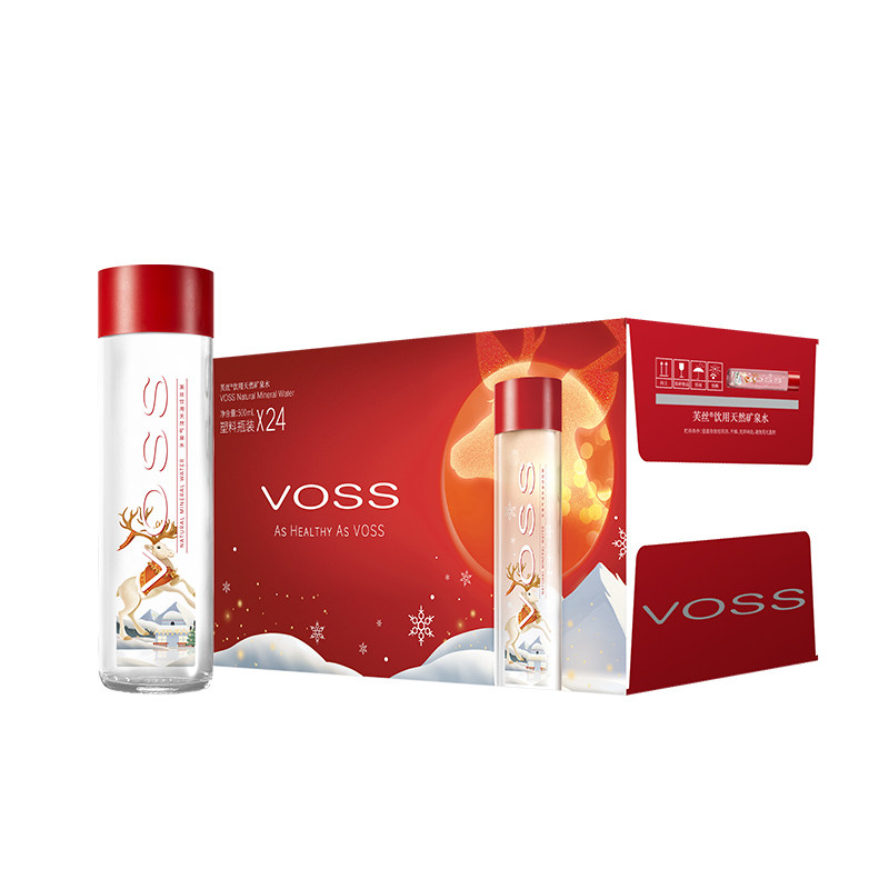 【圣诞款】VOSS芙丝天然矿泉水弱碱性水饮用水500ml*24瓶