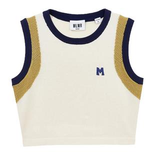 绫致MLMR2024秋冬新款女士美拉德撞色字母刺绣美式背心马甲女款潮