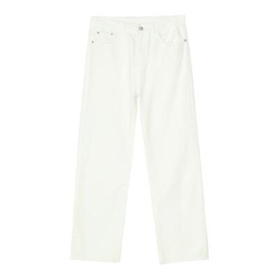 美式复古白色牛仔裤cleanfit