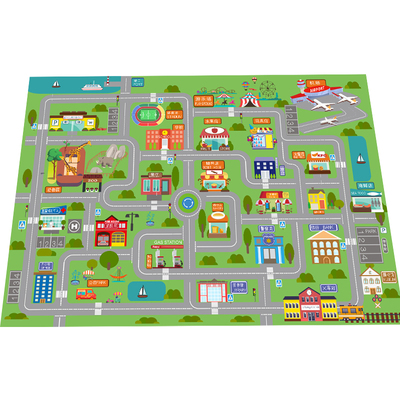 早教游戏轨道汽车卧室床边地垫