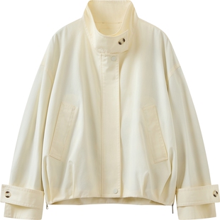 播商场同款摩登复古风短款立领外套女26春新款宽松上衣BDT1WD1180