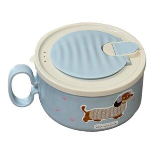 腊肠狗304不锈钢泡面碗学生宿舍泡面神器带盖饭碗可沥水折叠餐具