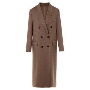 朗姿纯羊绒西装领双面呢大衣气质保暖百搭时尚外套2025年冬季新款