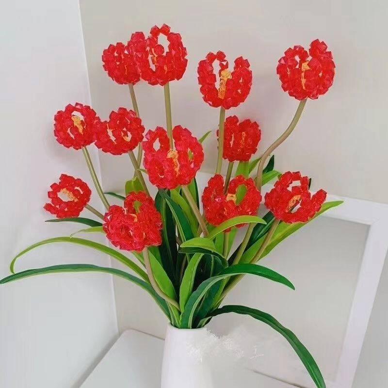自己做手工花的材料全套郁金香花束diy手工串珠整套材料包客厅摆