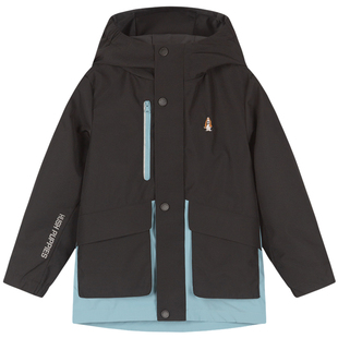 暇步士童装儿童三防外套春新款男童简约户外风衣女童休闲连帽上衣