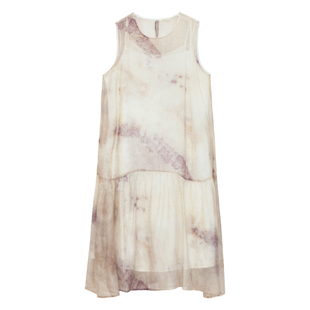 it'real瑞尔法式复古挂脖连衣裙女夏季新款气质水墨晕染裙子