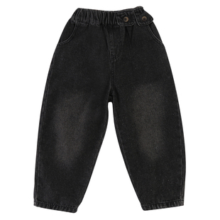 儿童牛仔裤子抓绒女童秋冬装2025新款春秋季男童休闲宝宝萝卜长裤