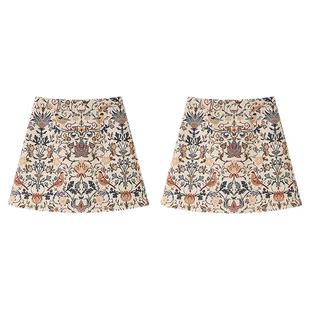 PIT复古碎花国风刺绣A字直筒短裙半身裙女2025春修身显瘦包臀裙