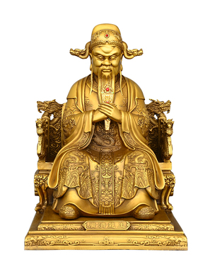 纯黄铜广济龙王菩萨神像摆件客厅