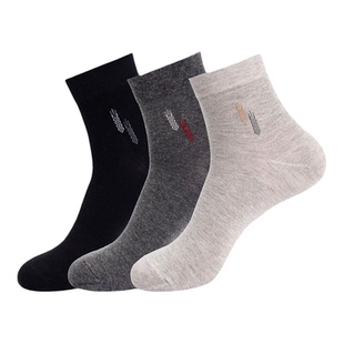 袜子男士纯棉秋冬款长筒防臭袜吸汗纯色冬季加厚抗菌商务中筒袜