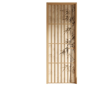 平开门原木风对开门隔断木格栅屏风室内格子门宋代美学包厢实木门