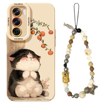 适用opporeno14手机壳女款reno12pro+保护套13全包9pro硅胶8防摔reno7se磨砂oppo软壳6/11小猫手链10可爱外壳