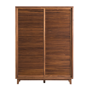 失物招领 箪笥百叶衣柜 现代简约北欧风实木推拉门日式卧室大衣橱