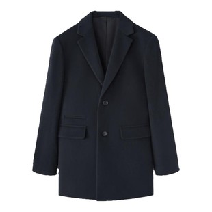 【羊毛羊绒】金利来秋冬新款男士毛呢大衣纽扣翻领中长款外套男款