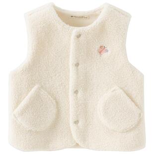 戴维贝拉儿童马甲2026冬季新款男童洋气宝宝坎肩开衫女童毛绒背心
