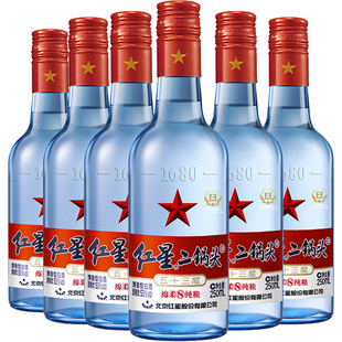 官方授权红星二锅头蓝瓶绵柔8清香型53度750ml*6瓶箱装纯粮白酒