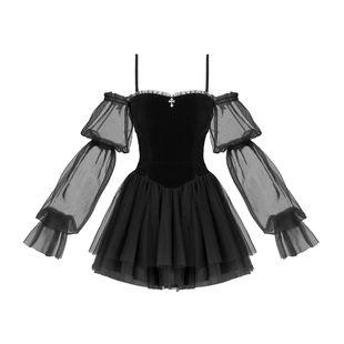 VOCK 夜幕天使 丝绒设计感情人节气质收腰显瘦连衣裙礼服小黑裙子