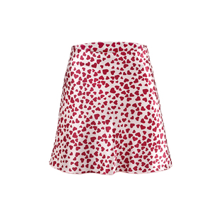 LilyRose野玫瑰 爱心印花缎面半身裙短裙伞裙性感开叉包臀鱼尾裙